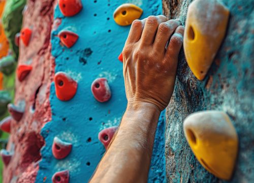 closeup shot, top view, man hand is holding the indoor climbing wall grip, vibrant color --ar 3:2 --style raw --stylize 250 Job ID: 13e61e65-eebe-4ff9-97da-5a44cba55321